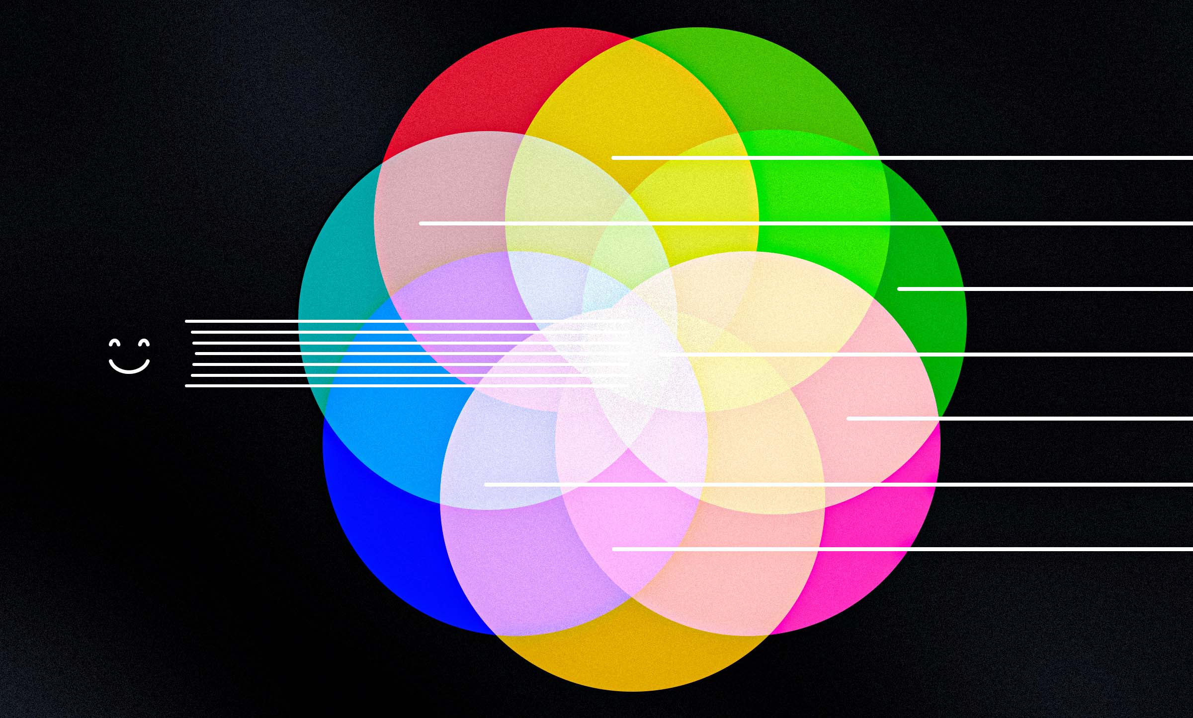 A kaleidoscope of colors with a smiley face to represent unity.