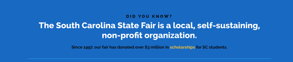 statefair A screenshot of a blue page from the South Carolina State Fair.