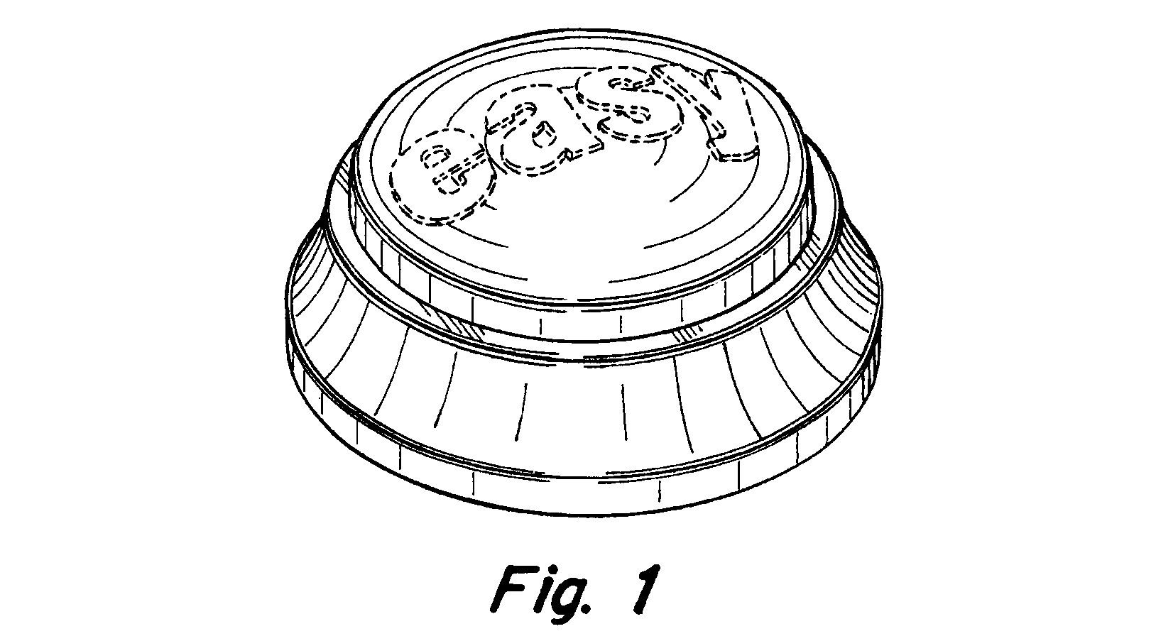 Design for an easy button, showing a round button with the word “easy” spelled out in large raised letters.