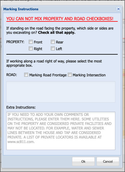View of a screen providing instructions. At the top of the screen is a red heading. On the page is varying instructions, including a space that has extra instructions in all caps.
