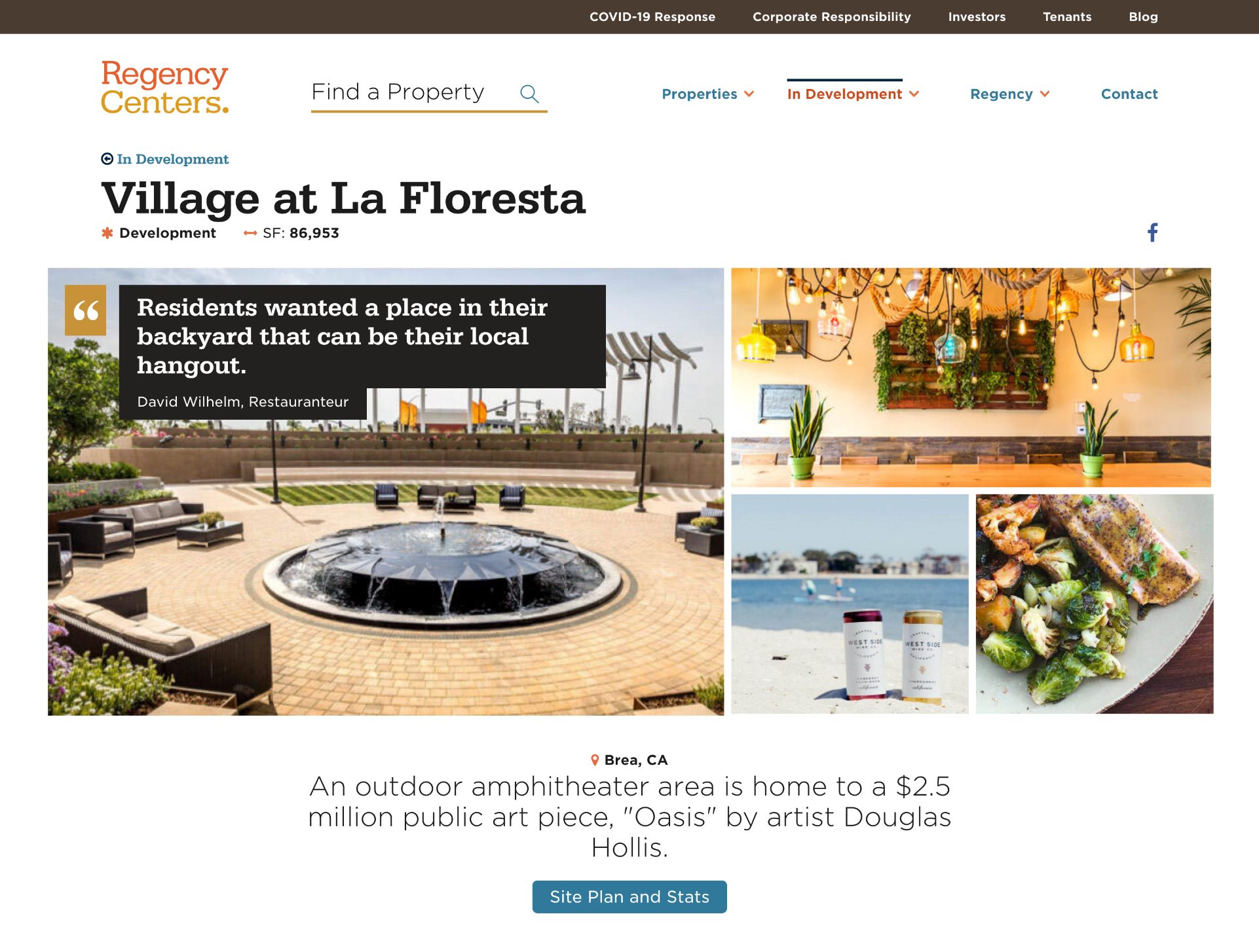 Detail view of property page showing the Village at La Floresta.
